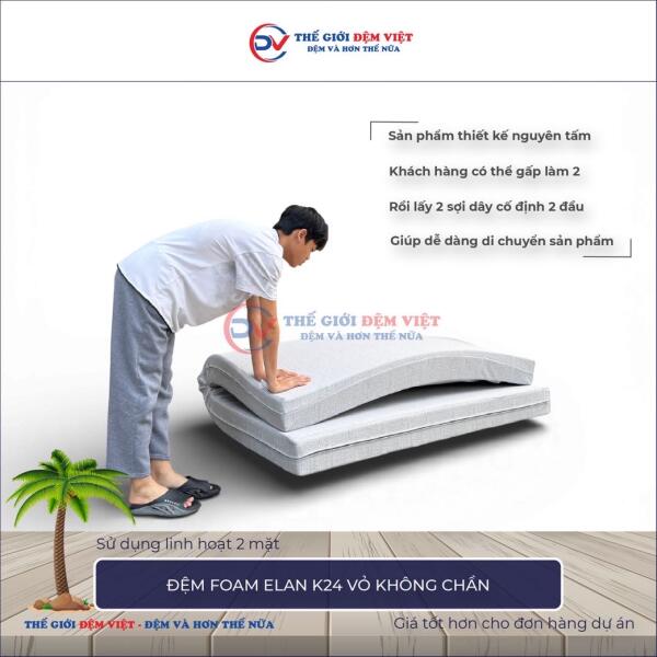 Đệm foam Elan K24 vỏ không chần